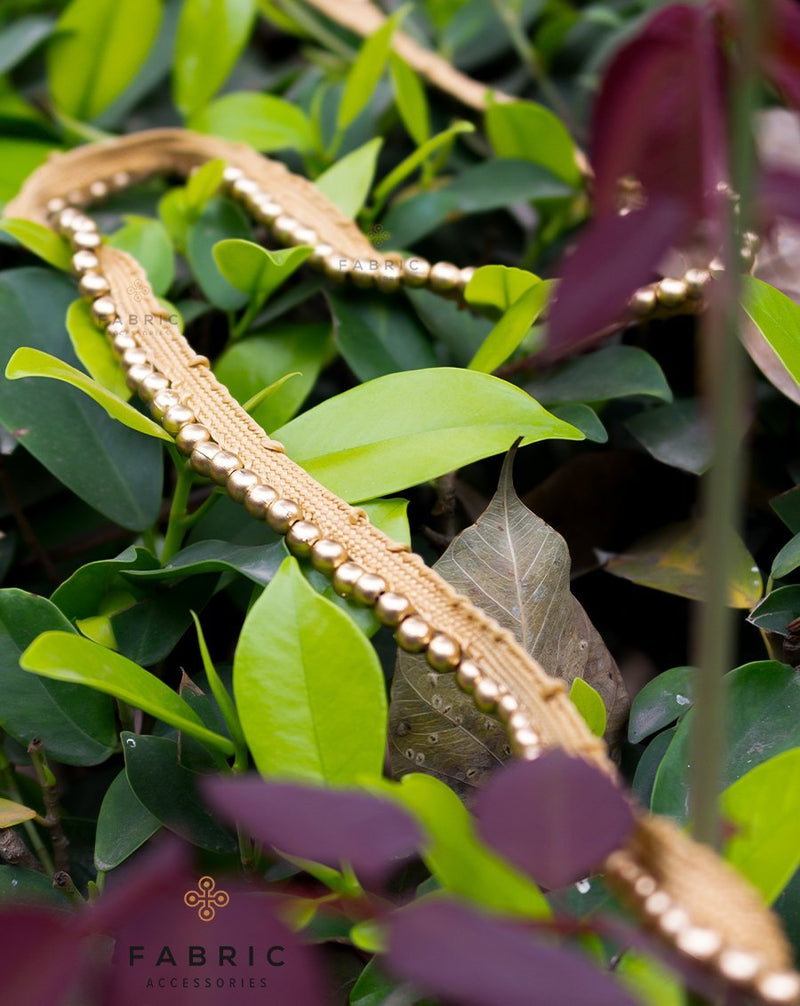Round bead edge Lace Border-antique gold