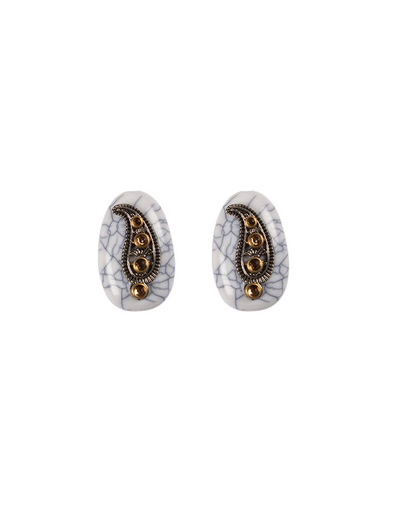 White Designer metal embellished button