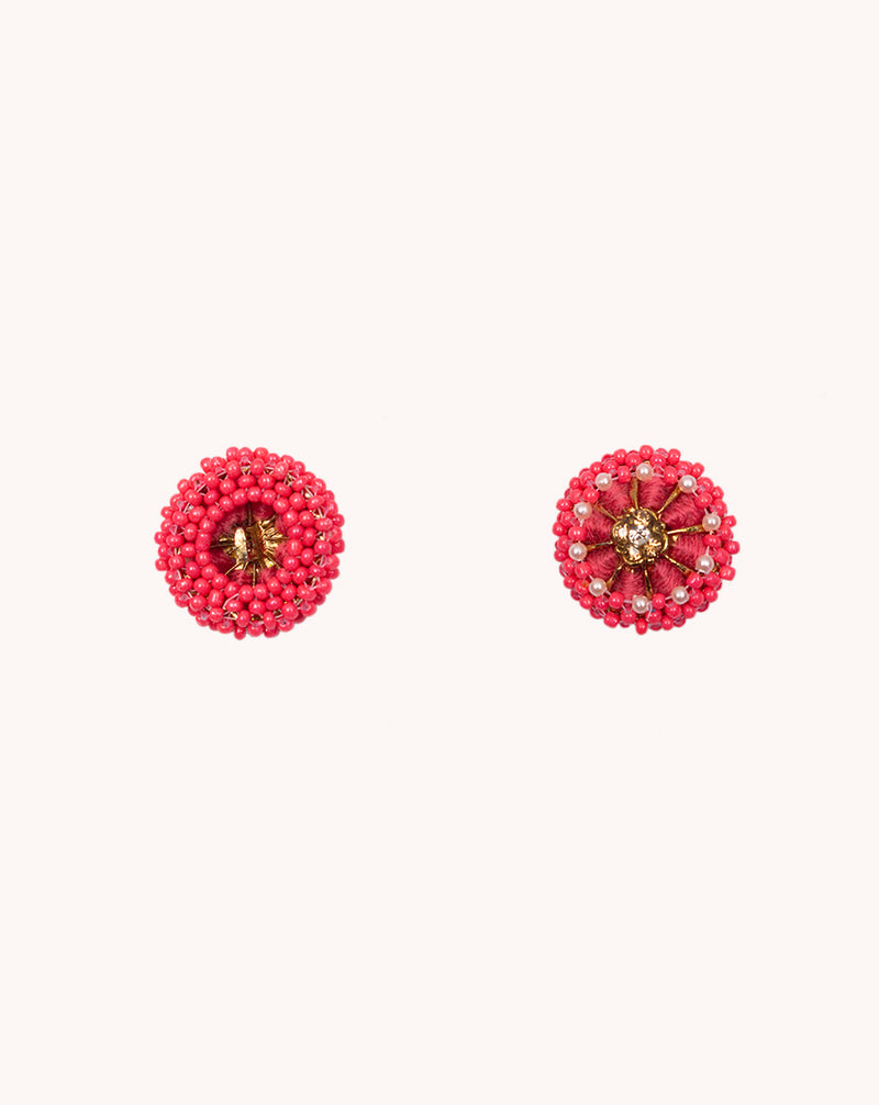 Designer pearl and thread buttons-Hot Pink