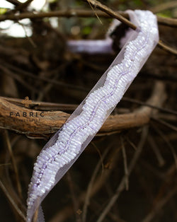 Handmade Scallop Bugle Bead Lace Border-Lilac