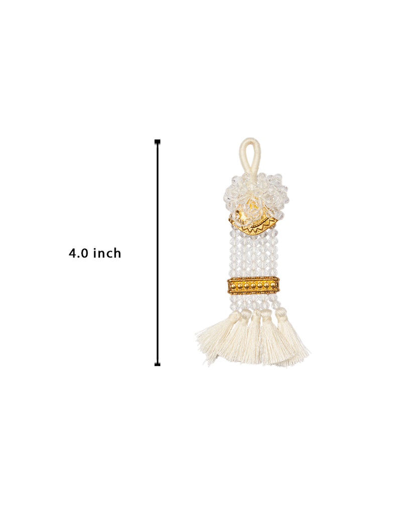 Hanging Designer thread and crystal Tassel-White