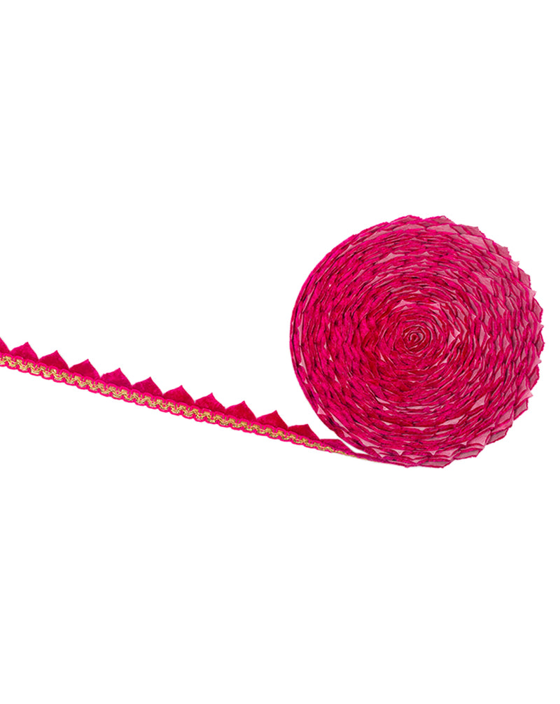 Velvet Paan Scallop Embroidery Lace-Hot Pink