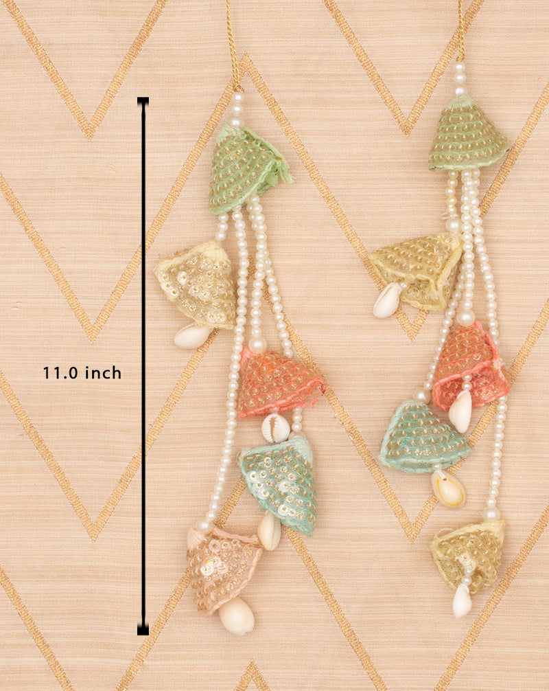 Hanging Long Pearls and Shells Tassel-Multicolor