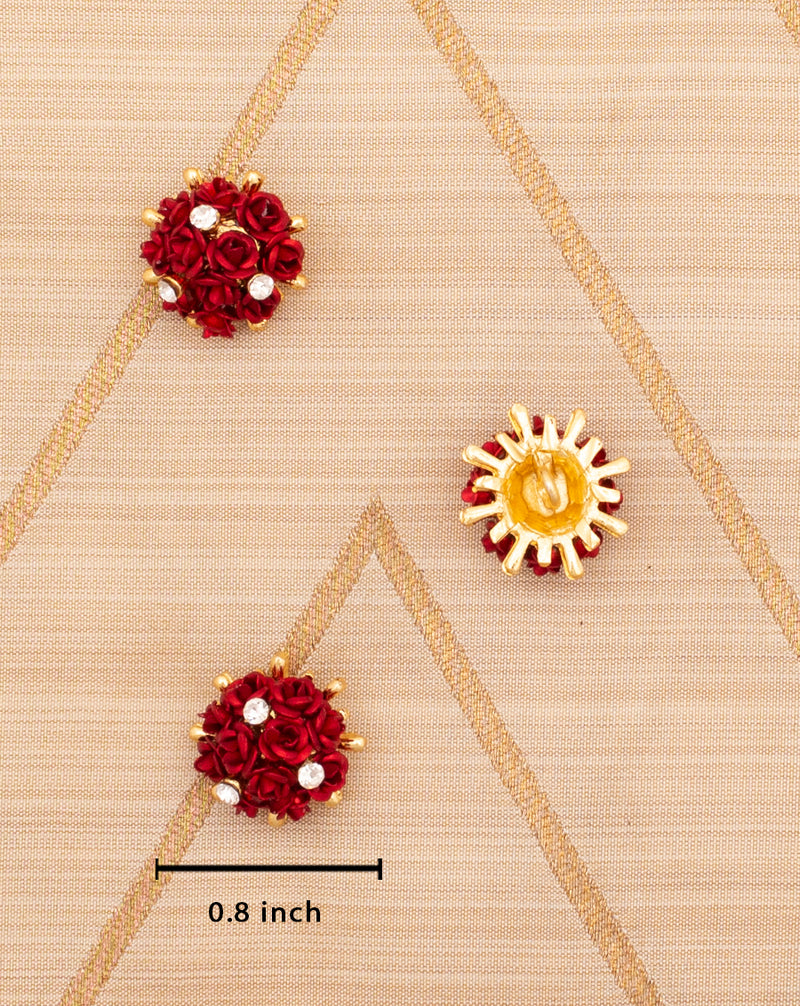 Designer rose petals button in metal