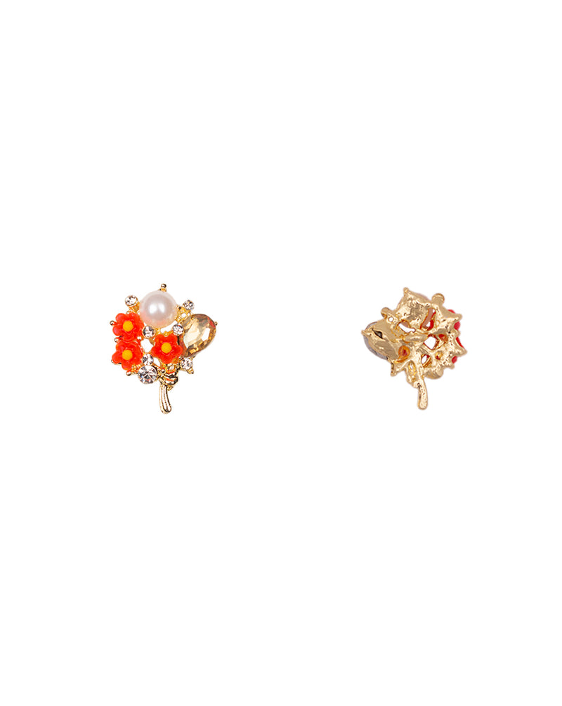 Designer Floral Metal Button-Red