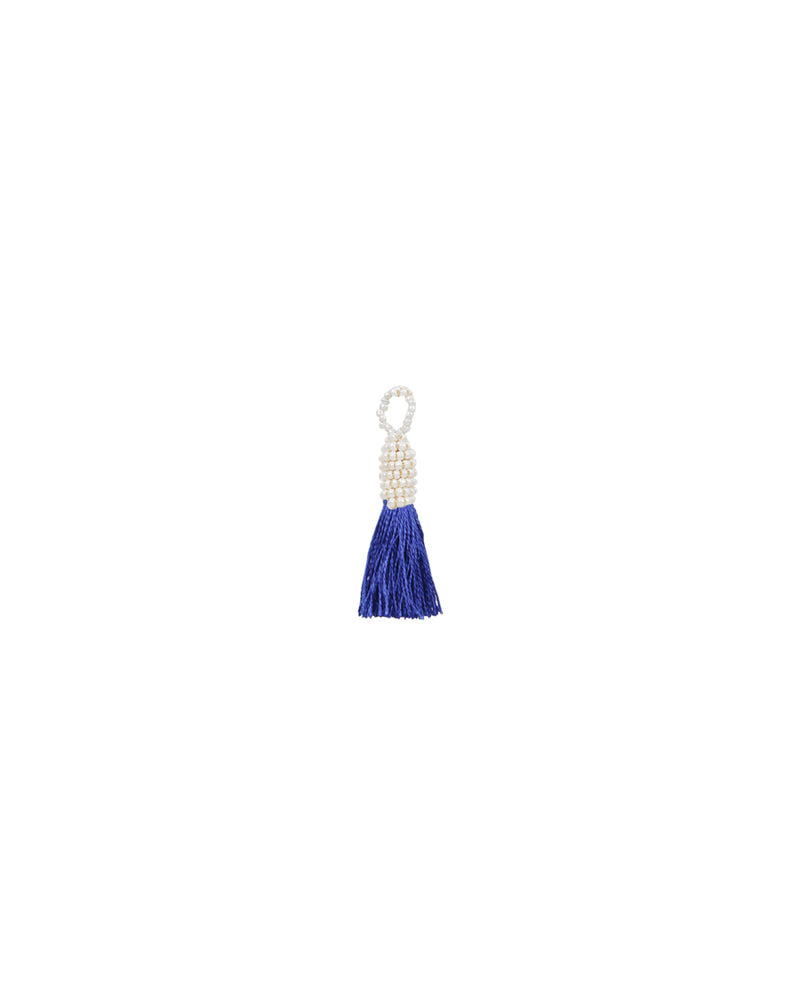 Handmade small thread tassel with pearl beads head-Blue