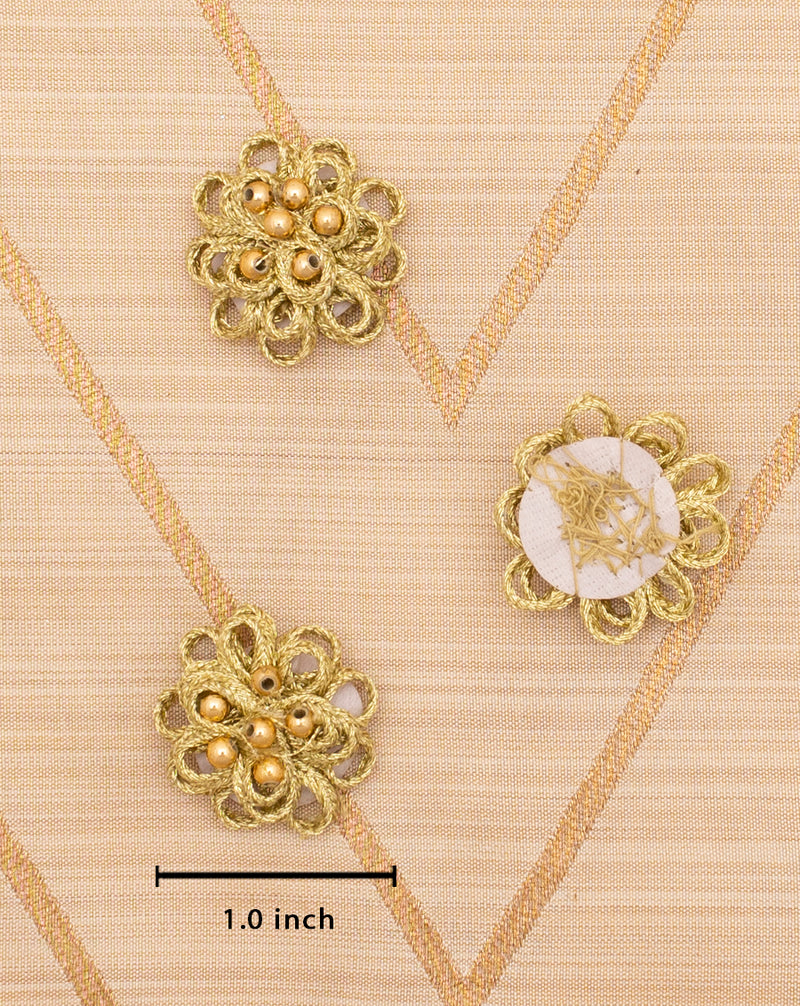 Handmade flower shaped dori gota patti patch-Water Gold