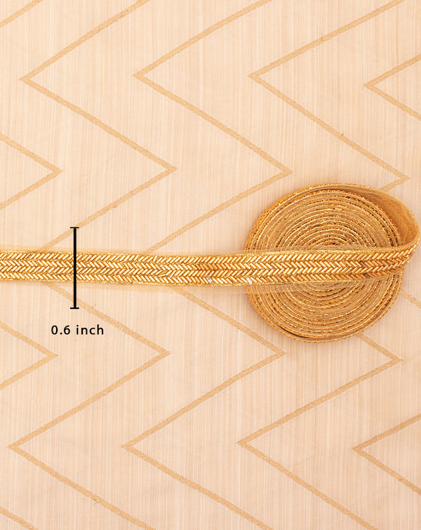 Designer double line bugle bead lace-Golden