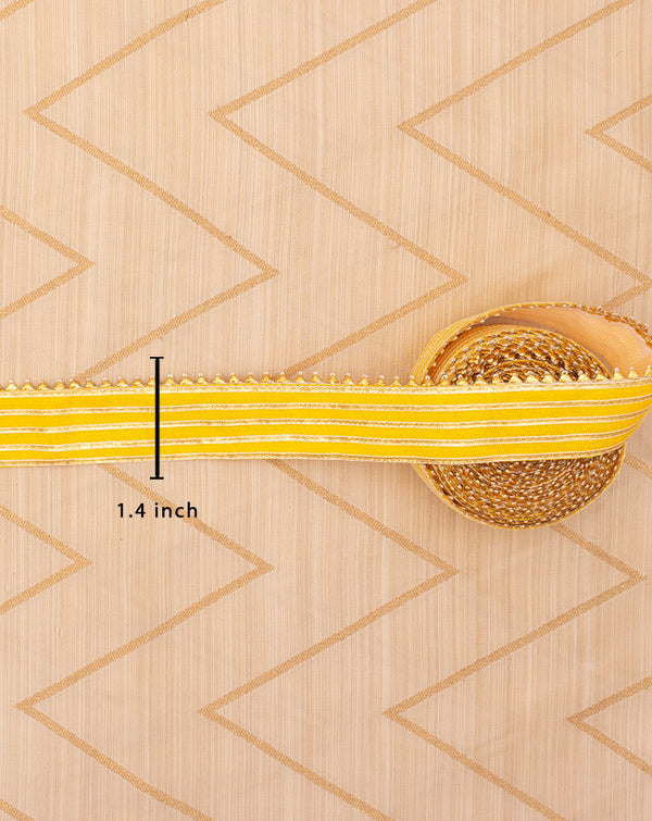 Designer gota lace with triangle border-Yellow