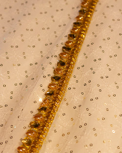 Designer embellished thin Embroidery Lace-Golden