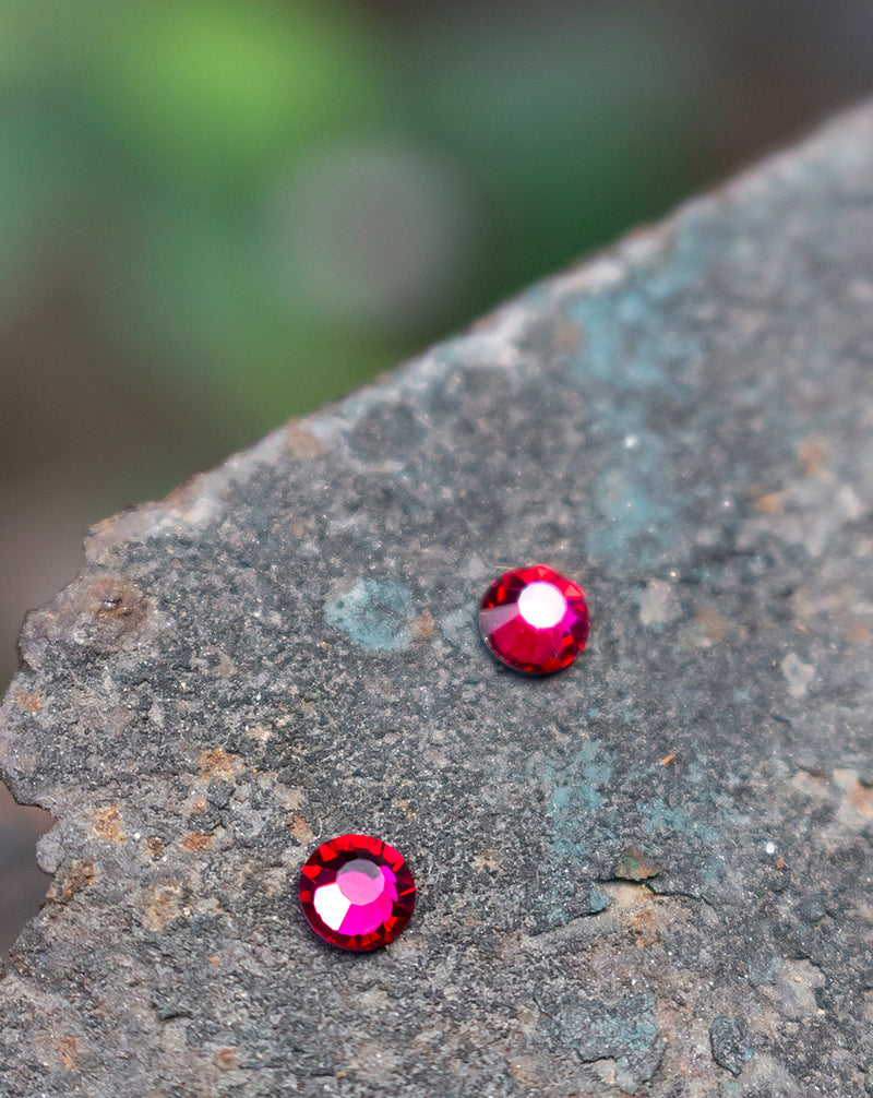 4.81 mm Round Shape Preciosa Crystal Hot Fix in Ruby color