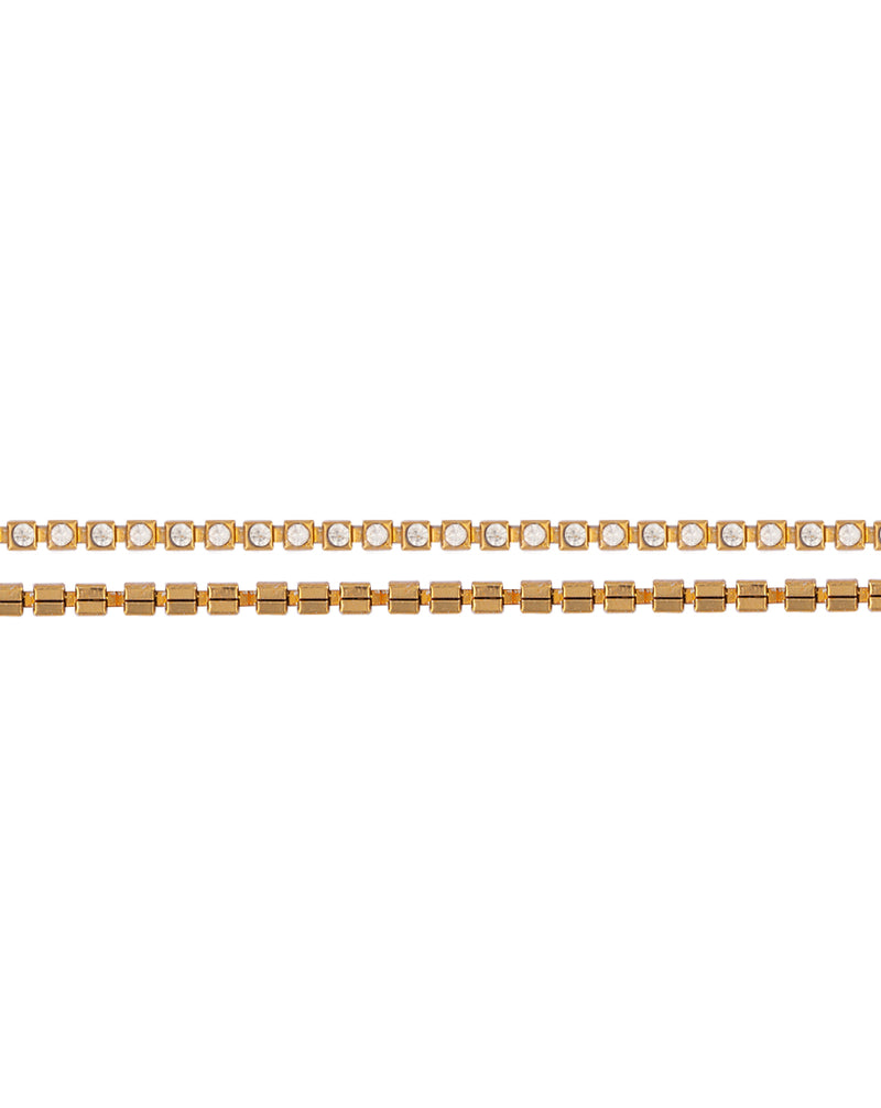 Gold Plated Square with rhinestone Metal Chain