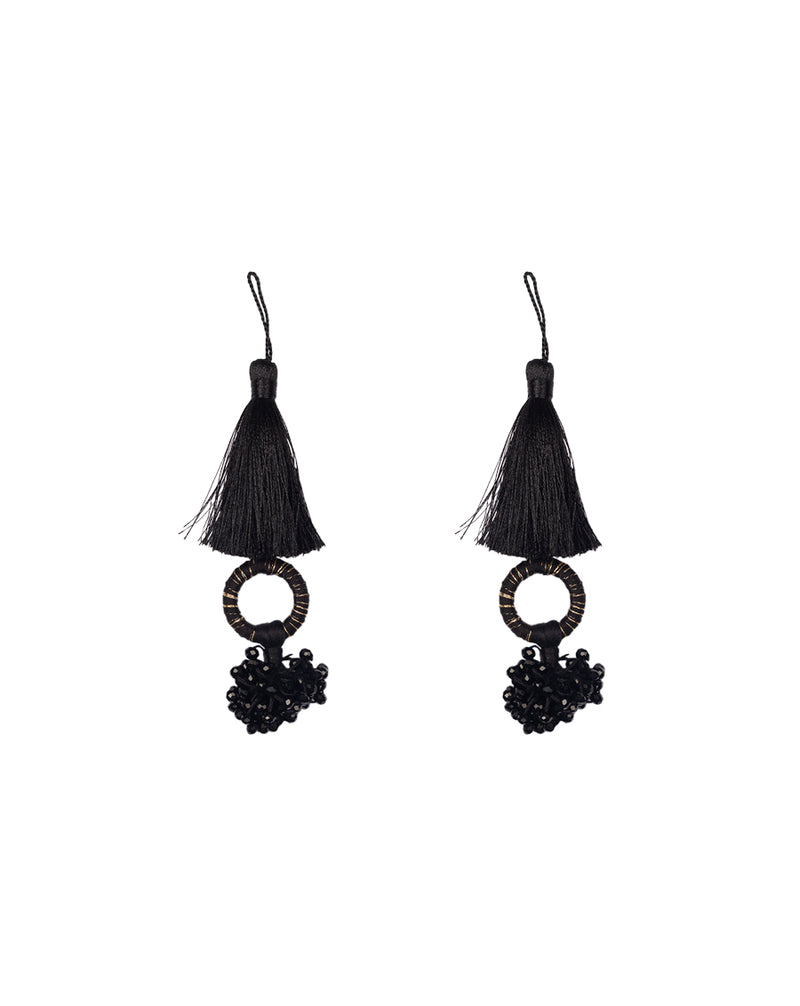 Hanging crystal beads tassel-Black