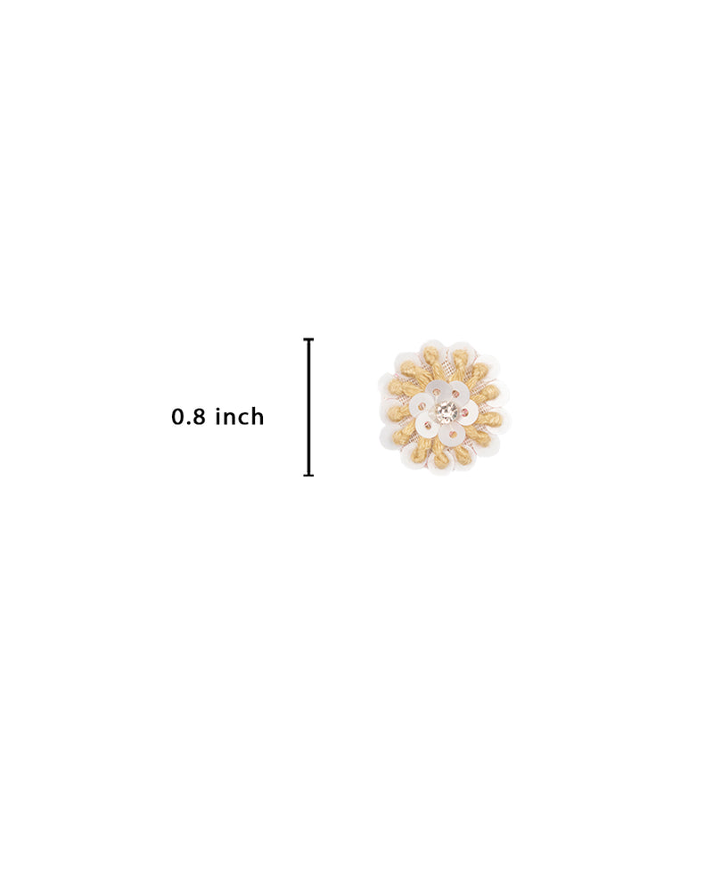 Handmade french knot and sequins patch-Beige