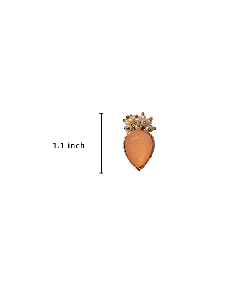 Designer rhinestone and pearl hanging button-Peach