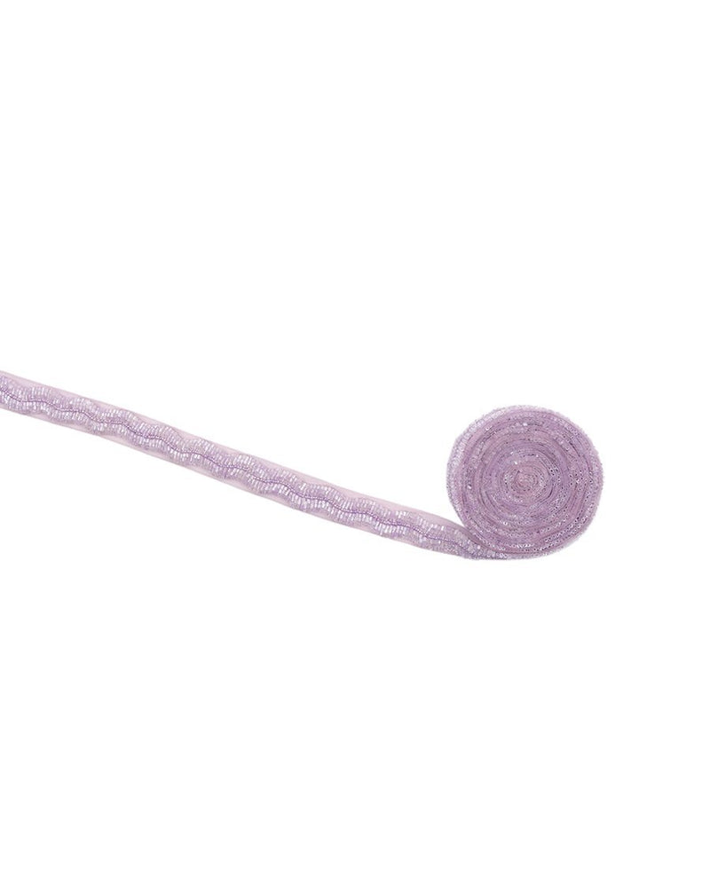 Handmade Scallop Bugle Bead Lace Border-Lilac