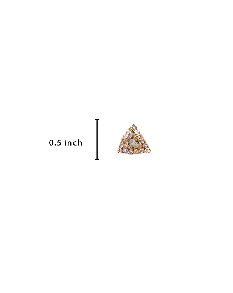 Designer triangle metal button with rhinestone-Silver