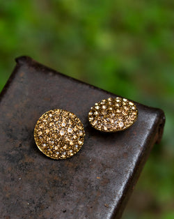 Rhinestone and Pearl Metal Button-Golden