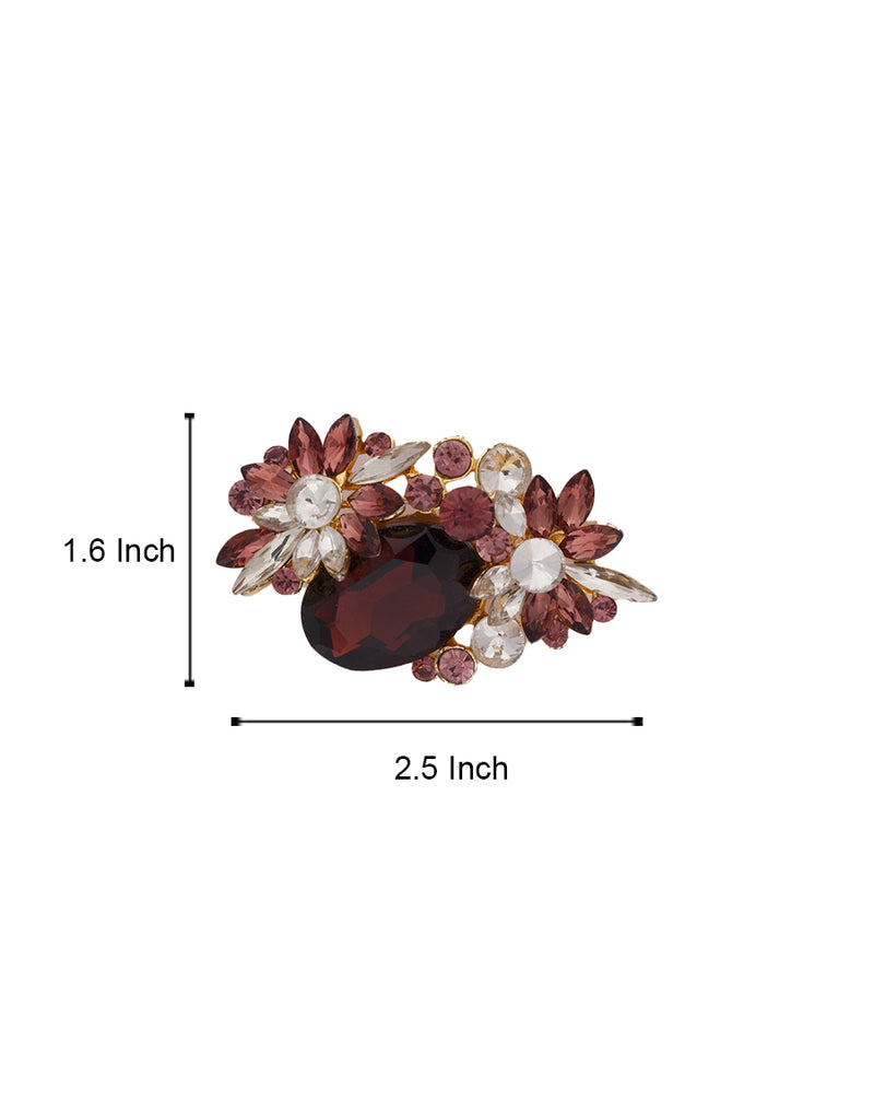 Metal Two Flower Brooch-Purple