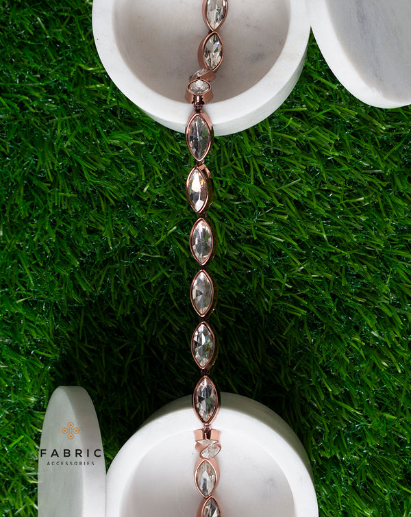 Copper Plated Leaf shaped White stones Plastic base Chain