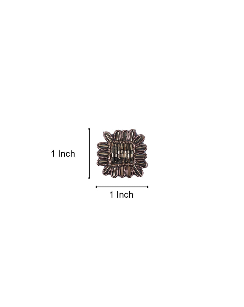 Handmade Bugle bead Embellished Patches-Grey