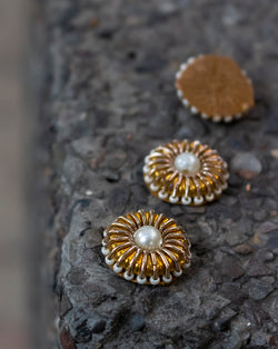 Handmade dabka patch with beads and pearl insert