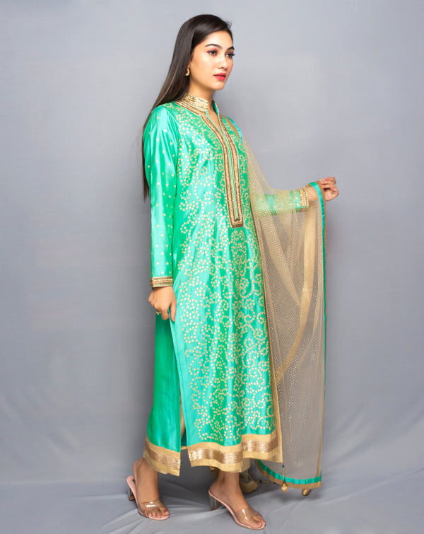 Cyan colored Long kurta set