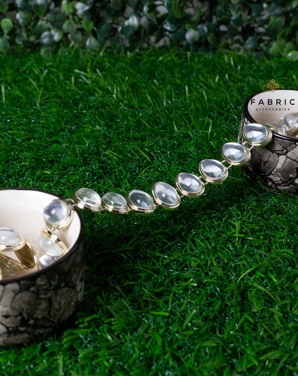 Water Gold Plated Droplet white stones Plastic base Chain