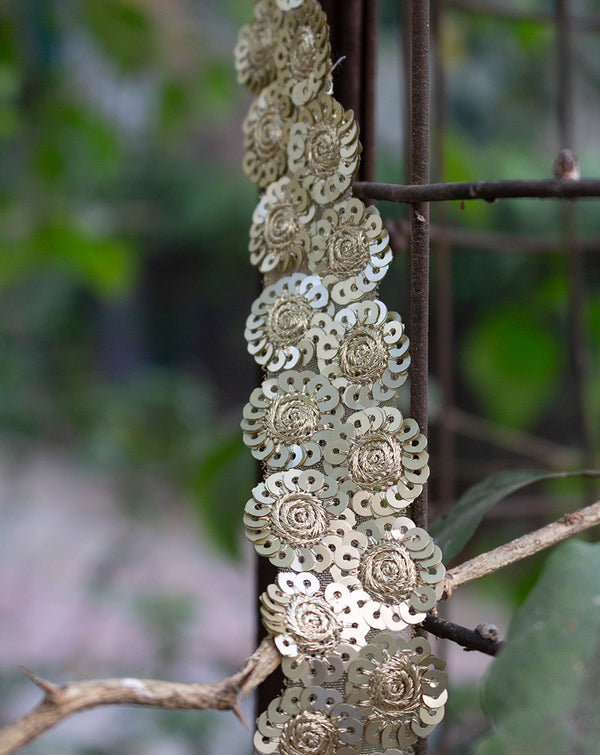 Designer Double Layer Sequins Circle Lace-Light Gold