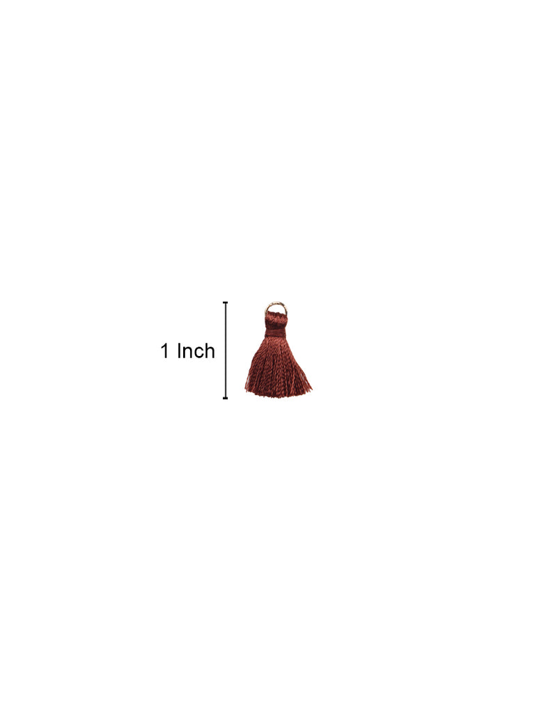 Handmade small thread tassel with rings tassel/ latkan-Brown