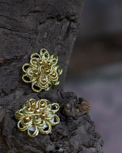 Handmade flower shaped dori gota patti patch-Water Gold