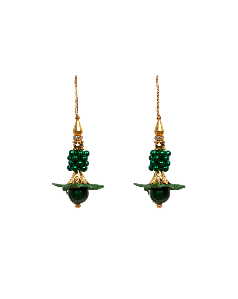 Hanging Designer beads and flower Tassel-Dark Green