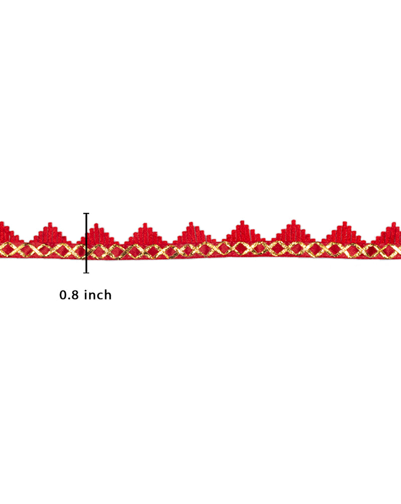 Zig Zag Scallop Embroidery Lace-Red
