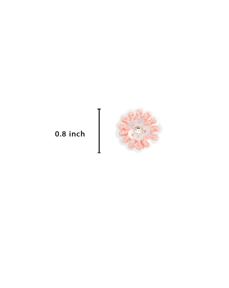 Handmade french knot and sequins patch-Light Pink