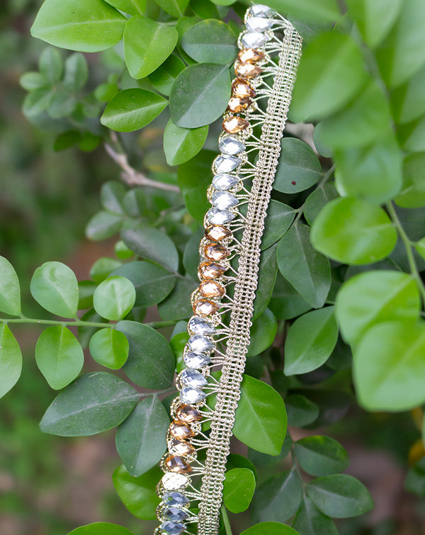 Designer rhinestone lace-Silver