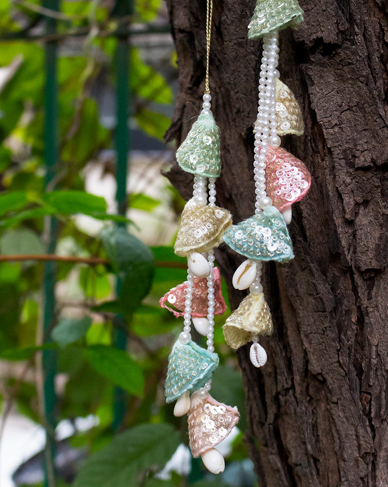Hanging Long Pearls and Shells Tassel-Multicolor