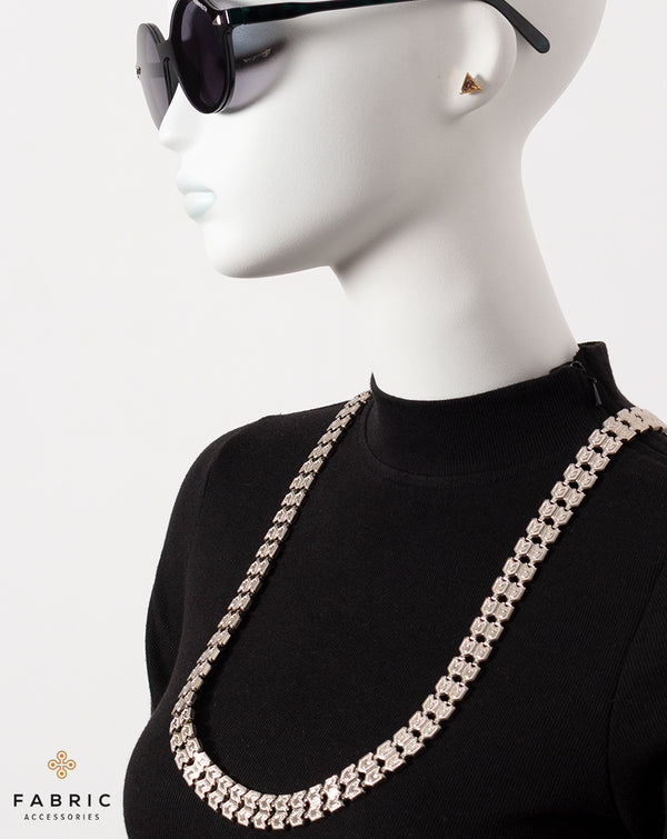 Silver Plated double layer anchor design Metal Chain