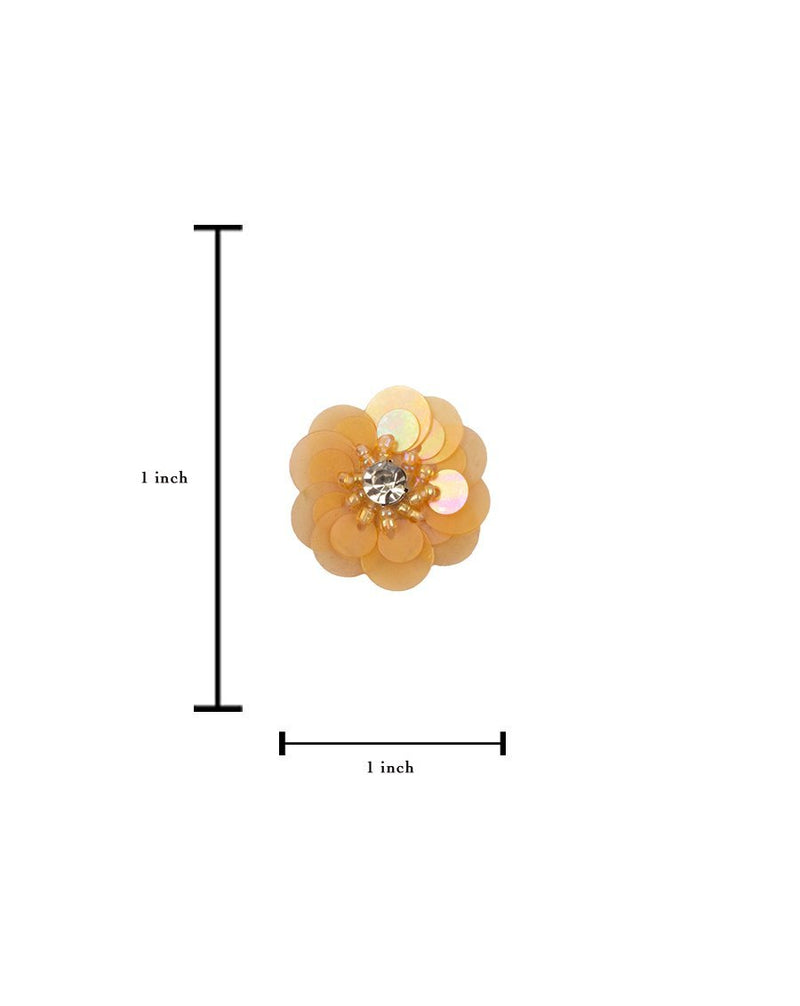 3D flower patch in shining sequin with centre in bugle bead and Rhinestone - YELLOW