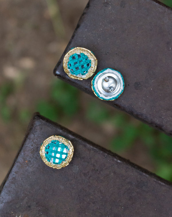 Designer mirror and thread button-Light Blue