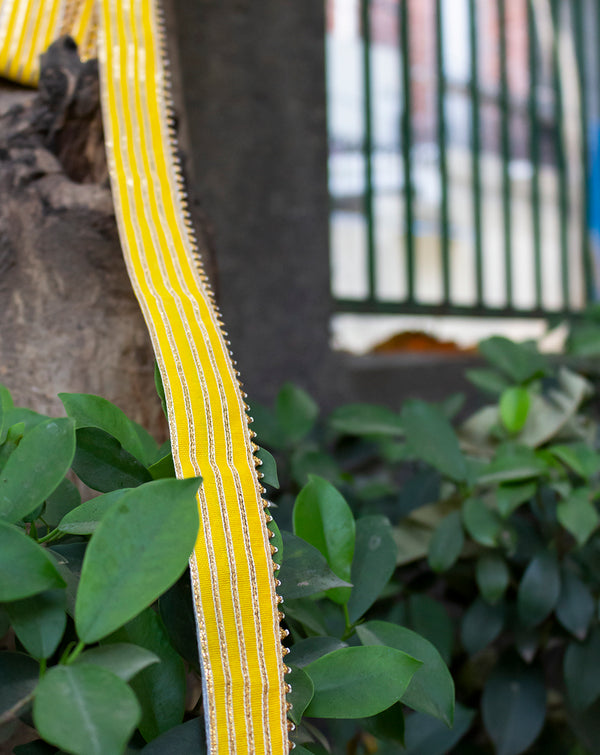 Designer gota lace with triangle border-Yellow