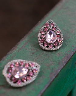 Designer metal button embellished with rhinestone-Light Pink