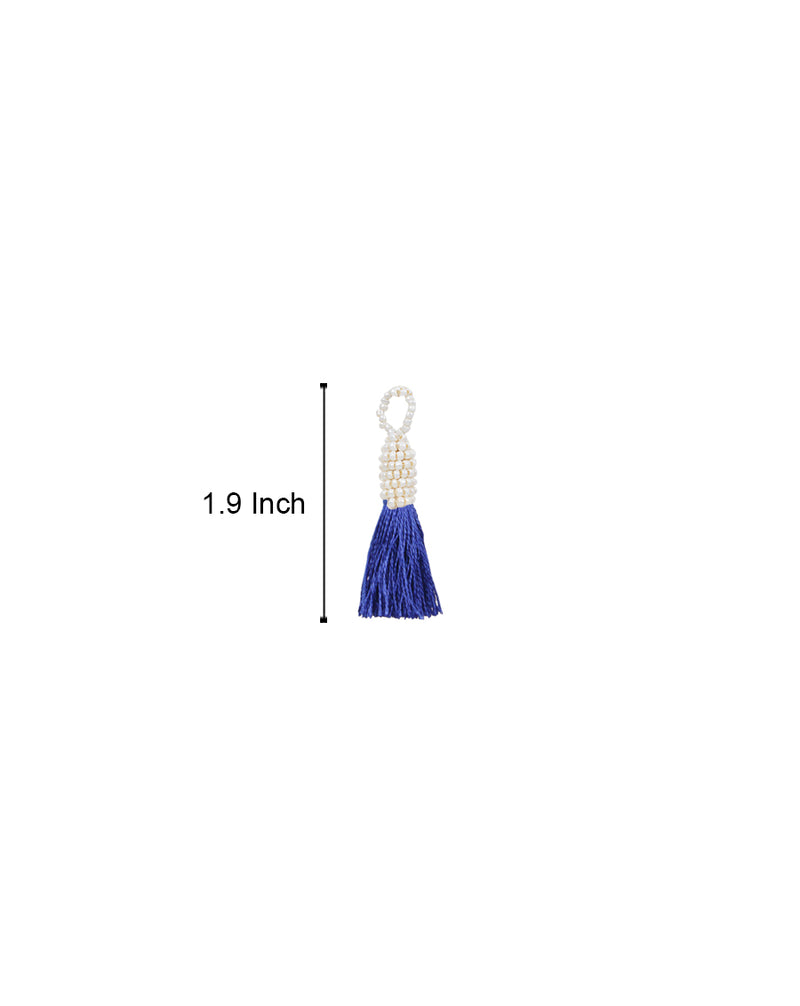 Handmade small thread tassel with pearl beads head-Blue