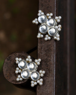 Designer Kundan and Beads Button-White