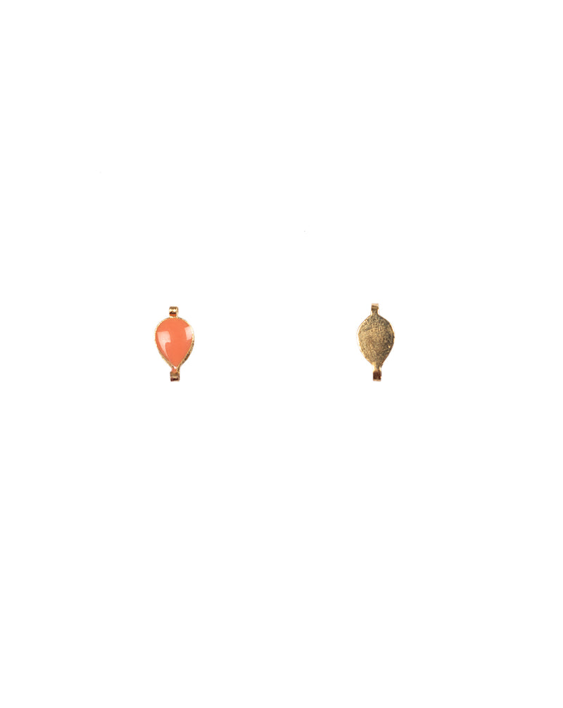 Enamel Fill Metal kundan both side connector stone for embroidery-Light Orange