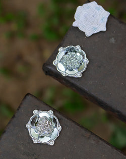 Handmade flower shape mirror patch-Silver