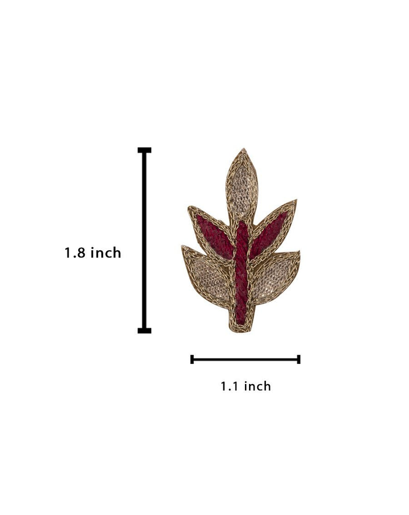Handmade embroidery Leaf Booti-Maroon