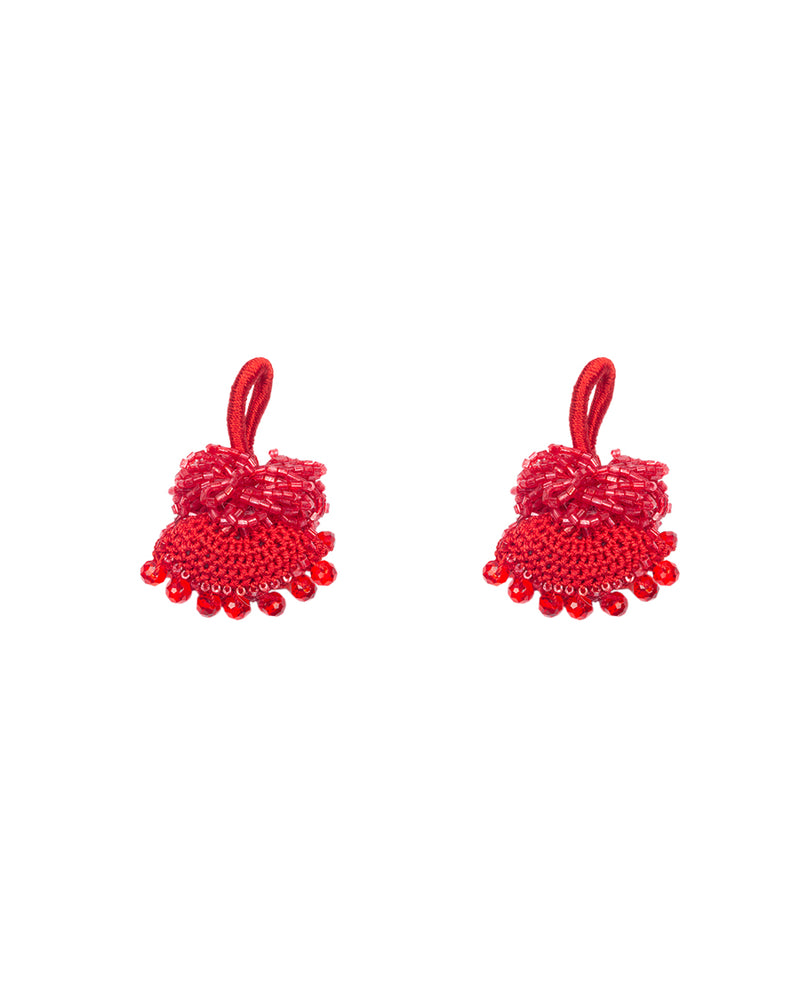 Designer crochet and beads hanging tassel-Red