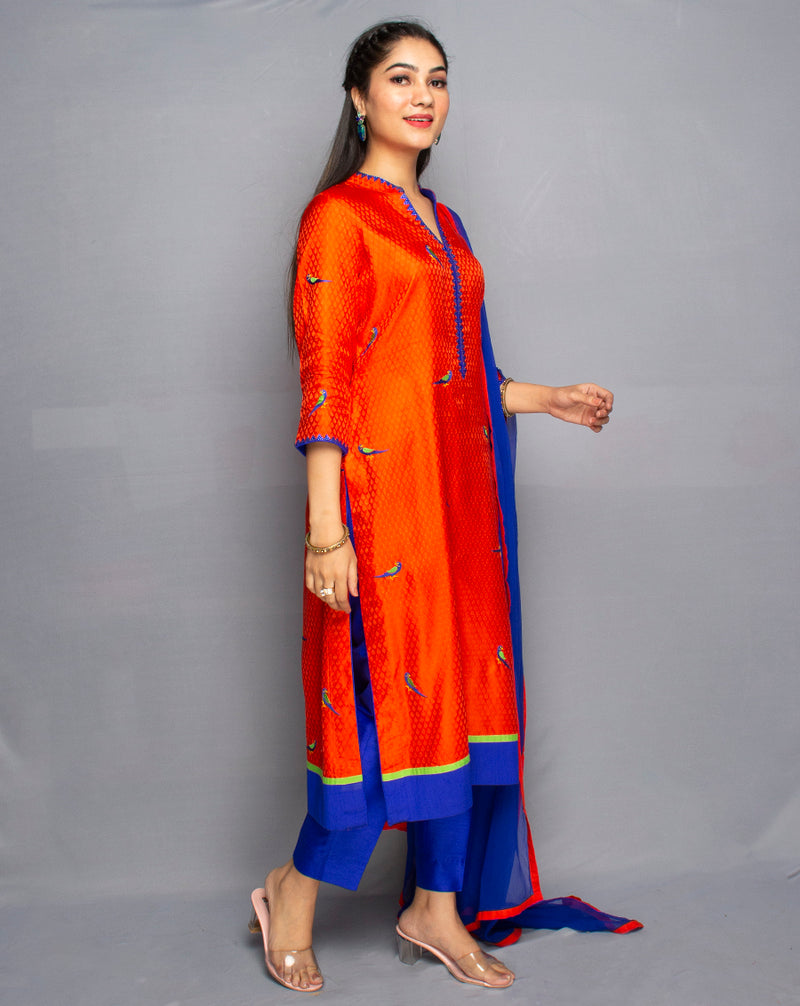 Silk Orange Parrot Suit