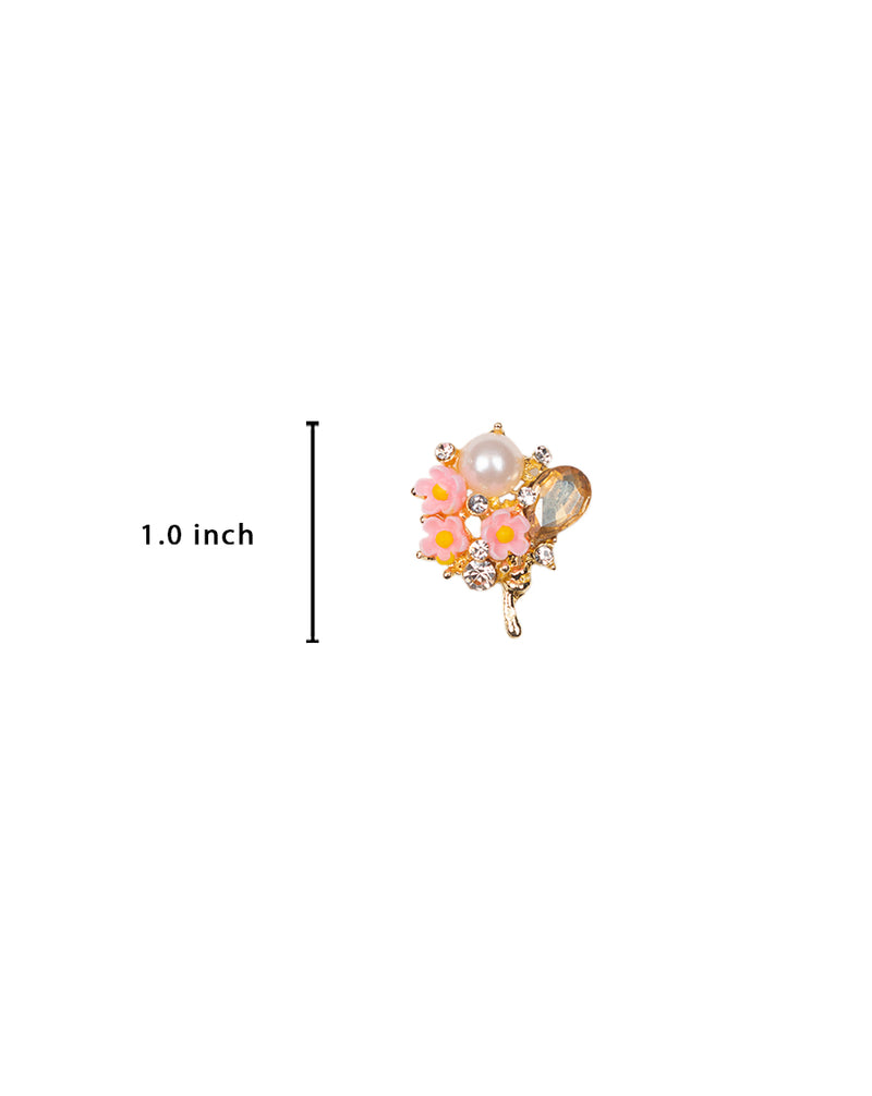 Designer Floral Metal Button-Peach