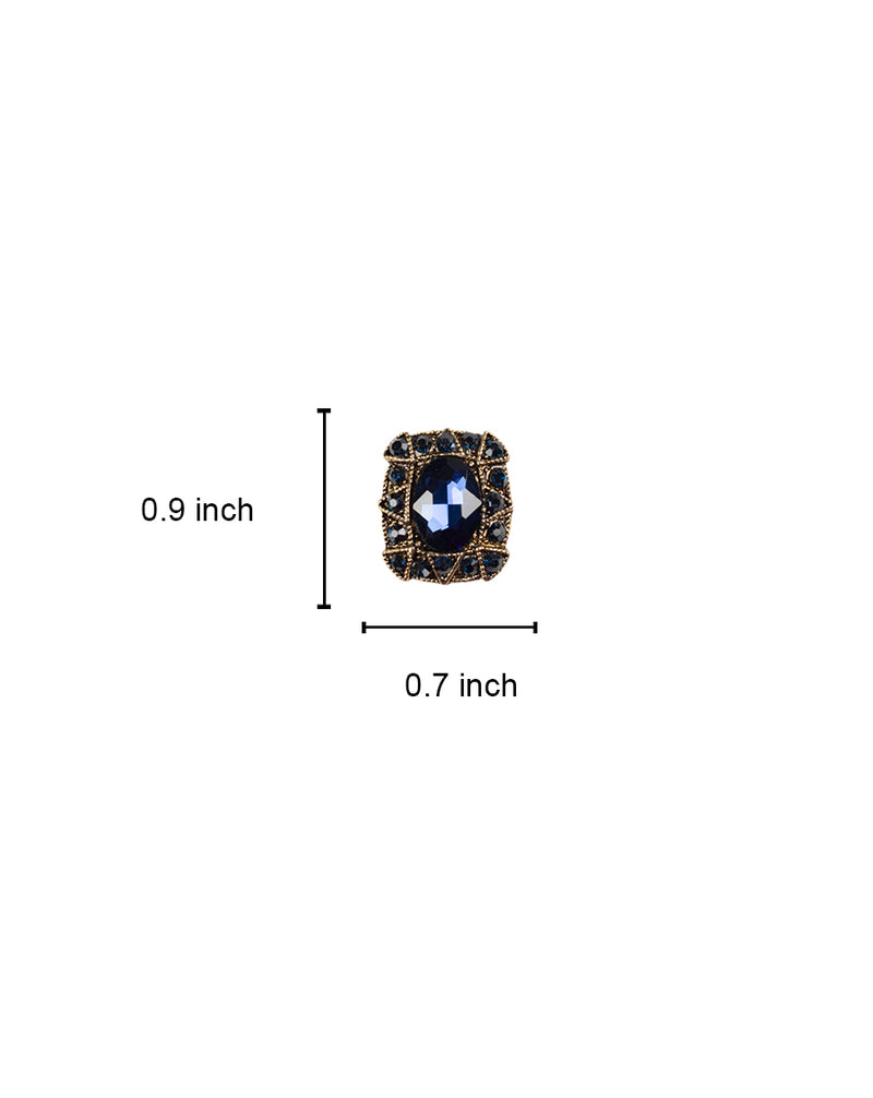 Crystal Metal button decorated with rhinestones-Blue